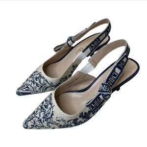 CHRISTIAN DIOR J’Adior Toile De Joey Sling Back Pumps